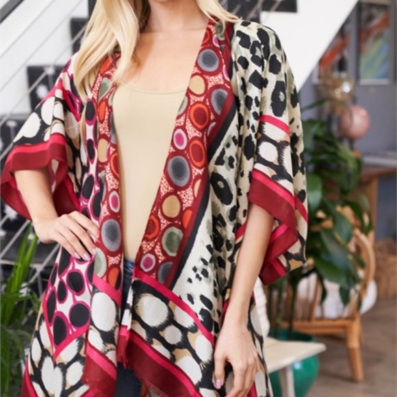 BOHO DOLLZ Multi Print kimono - Picture 9 of 10